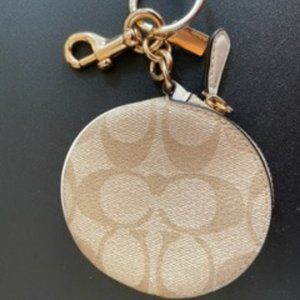 COACH Circular Coin Pouch Bag Charm In Signature Canvas